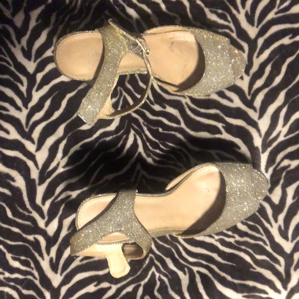 Thick inch glittery heels